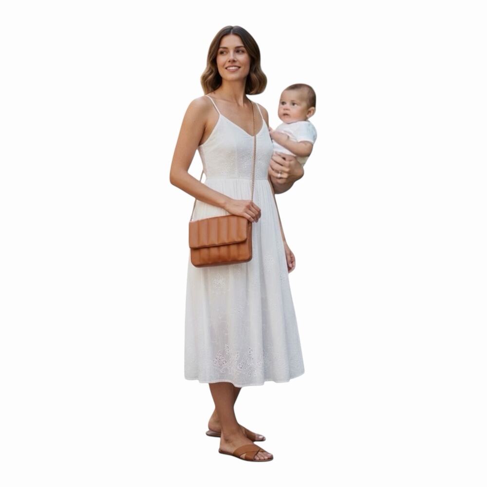 Fawn Design NWT Quilted Camel Brown Foldover Clutch Crossbody Vegan Leather Bag
